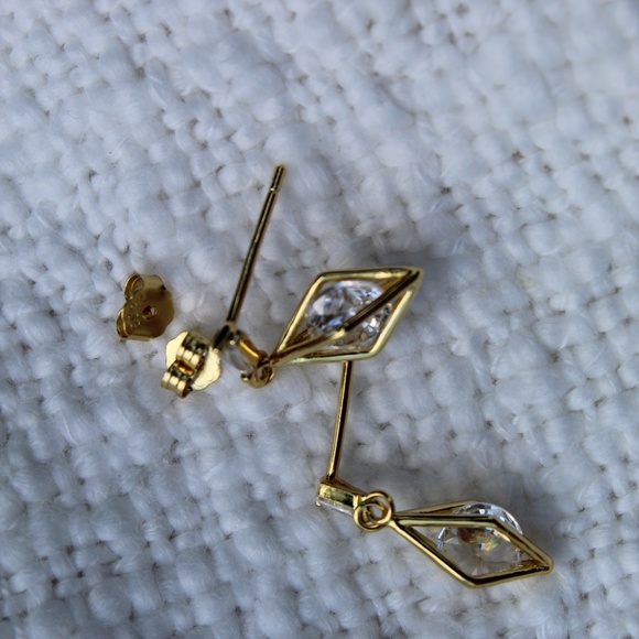 Sterling Silver Diamond Hollow Stud Tassel Earrings - Picture 11 of 13